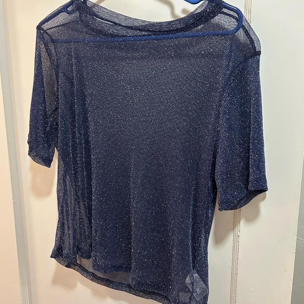 Sheer Navy Blue Women's Top